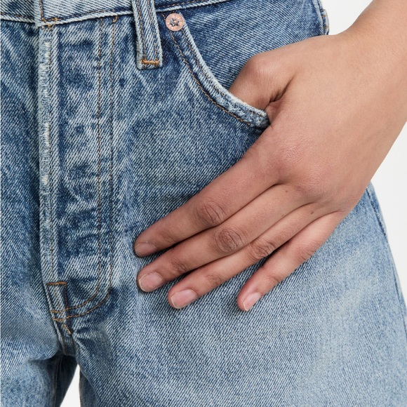 Agolde Blue Jean Shorts High-Waisted Vintage-Inspired - Picture 4 of 6